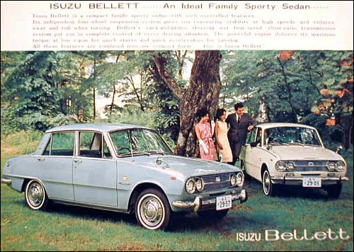 Alt="1964-66 Isuzu Bellet Ad showing two models"