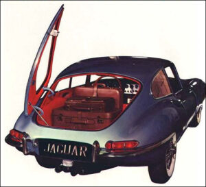 Image of the rear of a 1963 Type E Jaguar
