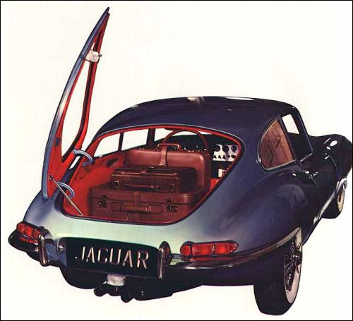 Image of the rear of a 1963 Type E Jaguar