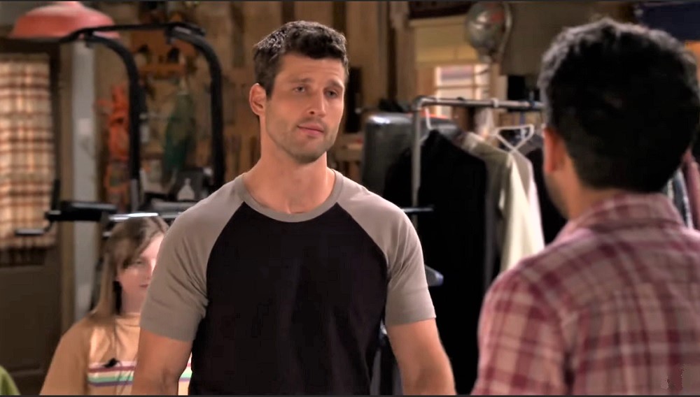 Parker Young talking to Awalmir